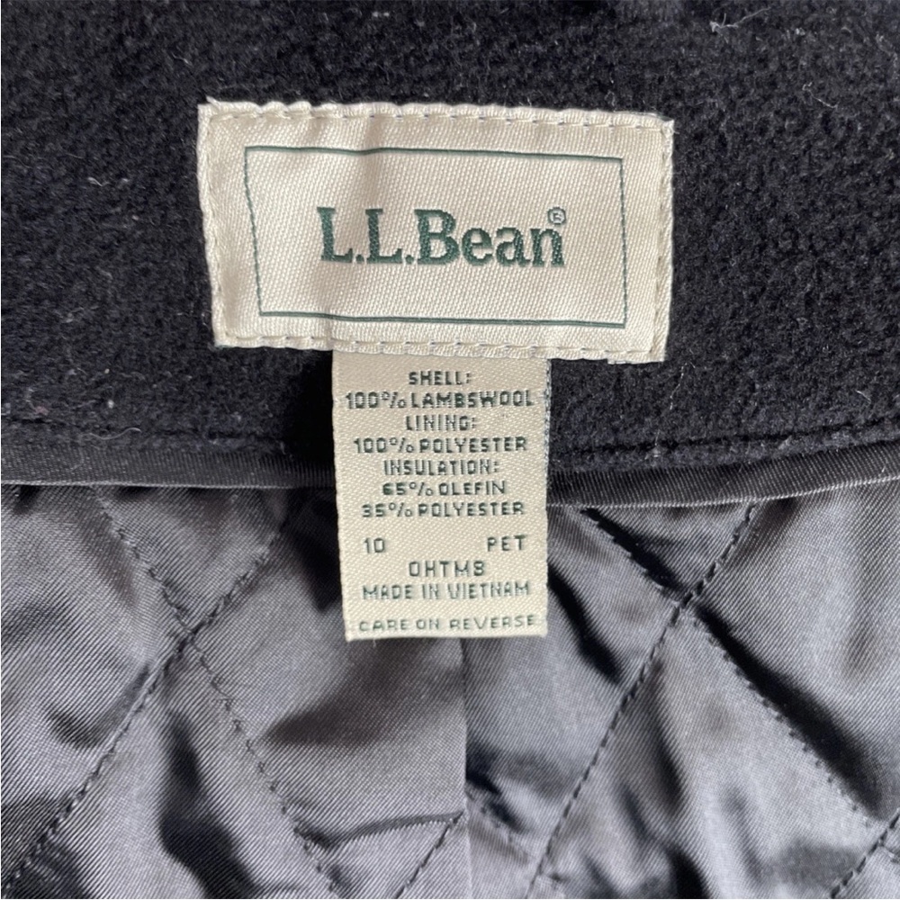 LL Bean Double Breasted Lambswool Peacoat Women’s Size 10 Petite Black Classic - Picture 7 of 8